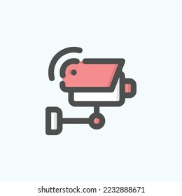  cctv icon, isolated internet of things colored outline icon in light blue background, perfect for website, blog, logo, graphic design, social media, UI, mobile app