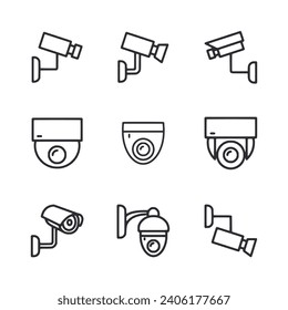 CCTV icon set isolated on white