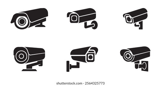 CCTV icon set isolated on white background. Security camera vector set.