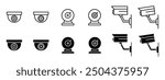 cctv icon set. street surveillance video camera security vector symbols. cctv surveillance control and secure area.