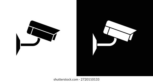 Icono de CCTV ilustraciones gráficas planas simples. Vector de silueta blanco y negro