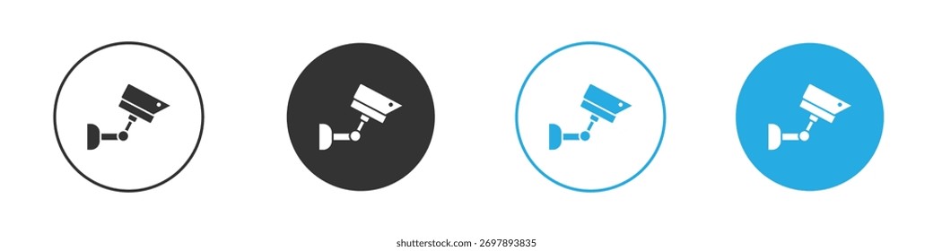 Estilo plano del símbolo del icono del CCTV en el fondo blanco.