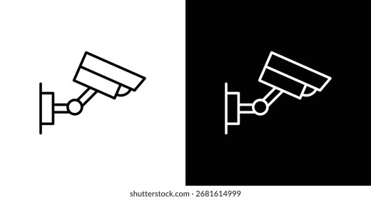 Icono de CCTV símbolo de línea delgada sobre fondo blanco. Ilustración vectorial de trazo editable