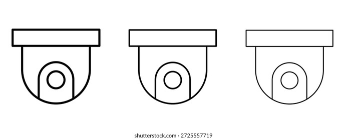 Icono de CCTV símbolo de línea delgada sobre fondo blanco, Ilustración vectorial de trazo editable