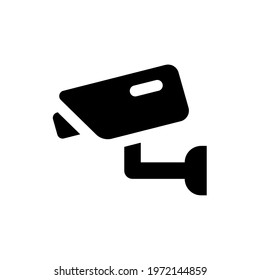 CCTV icon vector. The area is CCTV monitored. Perfect for a sign. Vector illustration isolated on a blank background that can be edited and replaced with color.