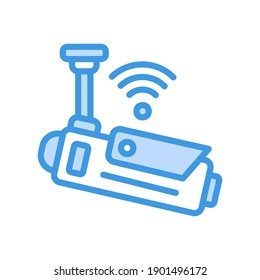 CCTV icon vector illustration in blue style about internet of things for any projects, use for website mobile app presentation
