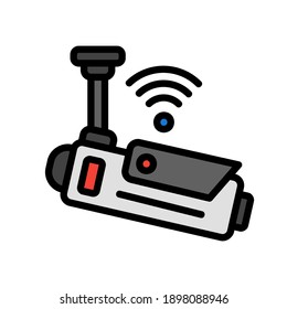 CCTV icon vector illustration in filled line style about internet of things for any projects, use for website mobile app presentation