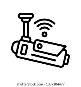 CCTV icon vector illustration in line style about internet of things for any projects, use for website mobile app presentation