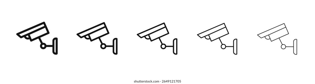 Signo de ilustración de conjunto de contorno de Vector de icono de CCTV