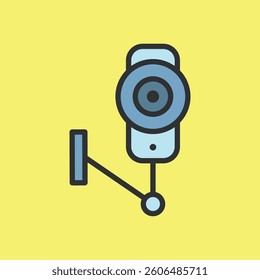 CCTV icon, video surveillance made flat color style, sign linear camera for use logo and other design