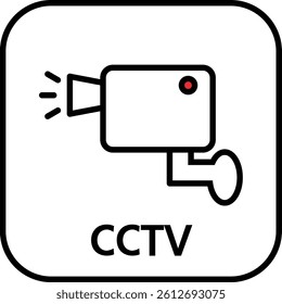 CCTV icon with warning light and text for security surveillance signage design