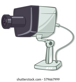 CCTV icons. Cameras security and surveillance to protect and defend for home and office. Cartoon vector illustration isolated on white background.