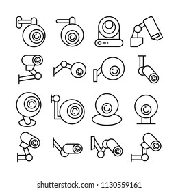 CCTV icons set, line theme