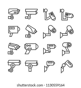 CCTV icons set, line theme