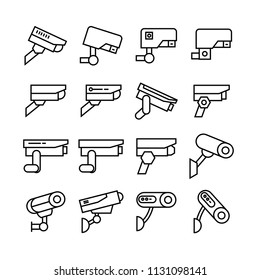 CCTV icons set, line theme