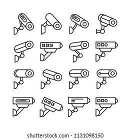 CCTV icons set, line theme