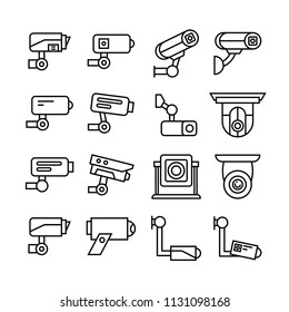 CCTV icons set, line theme