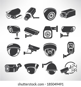 cctv icons, surveillance camera icons set