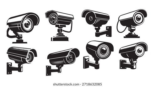 Conjunto de iconos de cámara de vigilancia de CCTV 