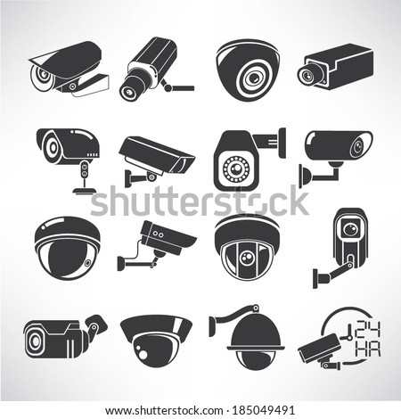 cctv icons, surveillance camera icons set