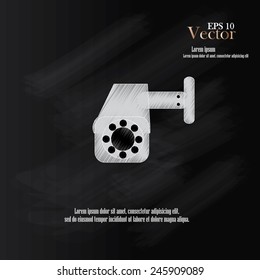 CCTV icons  vector on chalkboard, Video surveillance vector   