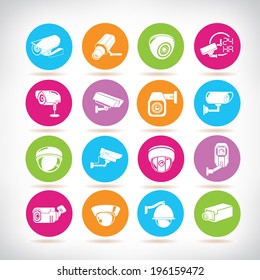 cctv icons, video surveillance buttons