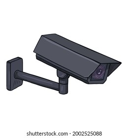 CCTV Illustration. Vector Cartoon Black Security Camera