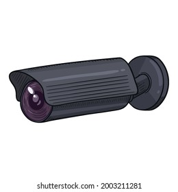 CCTV Illustration. Vector Cartoon Black Security Camera