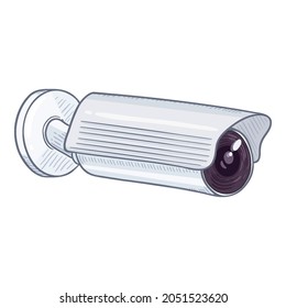 CCTV Illustration. Vector Cartoon White Security Camera