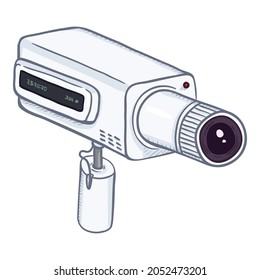 CCTV Illustration. Vector Cartoon White Security Camera