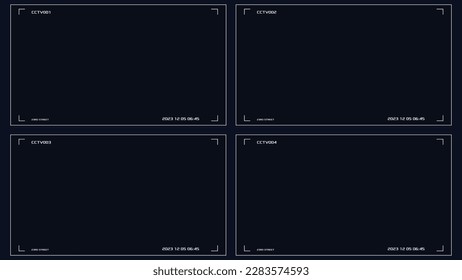 CCTV interface screen. Camera screen frame for surveillance. Vector UI