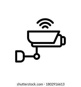Cctv (Internet de las cosas) icono vector de contorno. aislado en fondo blanco 
