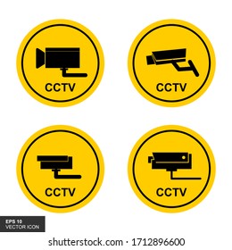 CCTV label. Set video surveillance symbols, vector illustrations
