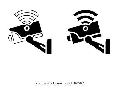 Cctv labels. Security cameras symbols for security and safety protection