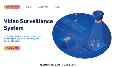 CCTV landing page. Camera, factory, workers. 