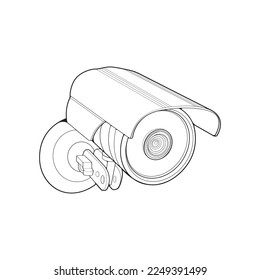 Cctv in line art vector style, isolated on white background. Cctv in line art vector style for coloring book. 