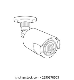 Cctv en estilo vectorial de arte de línea, aislado en fondo blanco. Cctv en estilo vectorial de arte en línea para libro de coloreado. 