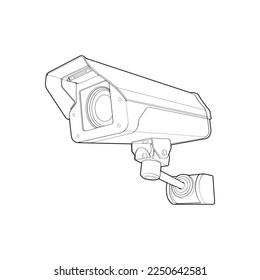 Cctv en estilo vectorial de arte de línea, aislado en fondo blanco. Cctv en estilo vectorial de arte en línea para libro de coloreado. 