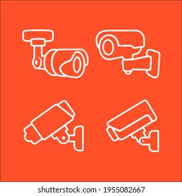 cctv line icon closed circuit television camera vector collection of line style symbols