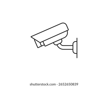 Icono de línea CCTV. Icono del contorno de la cámara de seguridad para el servicio del hotel con un diseño moderno y simple. Ilustración de arte de línea simple de una cámara de seguridad.