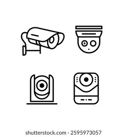 CCTV line icon set, video surveillance made linear style, sign camera for use logo and other design