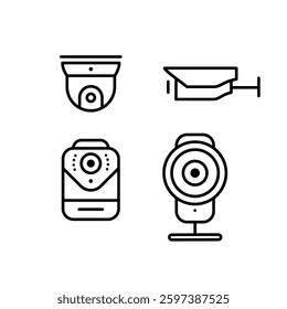 CCTV line icon set, video surveillance made linear style, sign camera for use logo and other design