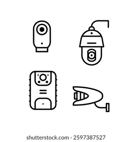 CCTV line icon set, video surveillance made linear style, sign camera for use logo and other design