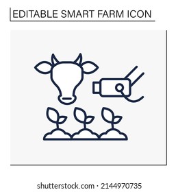 CCTV line icon. Wireless technology for CCTV. Monitoring of plants and domestic animals. Smart farm concept. Isolated vector illustration. Editable stroke