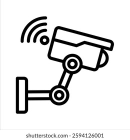 Cctv Line Vector Illustration On White Background.
