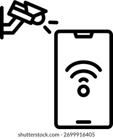 Vector lineal del icono del CCTV para la ilustración con aislado. conveniente para el diseño, icono, logotipo, App