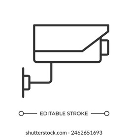 Lineares CCTV-Symbol. Videoüberwachung. Security Video Kamera. Alarmsystem. Home CCTV. Überwachungsausrüstung. Dünne Linien-Illustration. Kontursymbol Umrisszeichnung der Vektorgrafik. Bearbeitbarer Strich