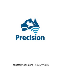 CCTV logo template with background australia continent. CCTV camera vector design. Security and technology illustration
