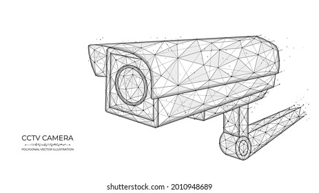 CCTV low poly art. Vector polygonal illustration of cctv camera, security camera, video surveillance system.
