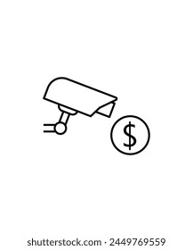 cctv with money icon, vector best line icon.
